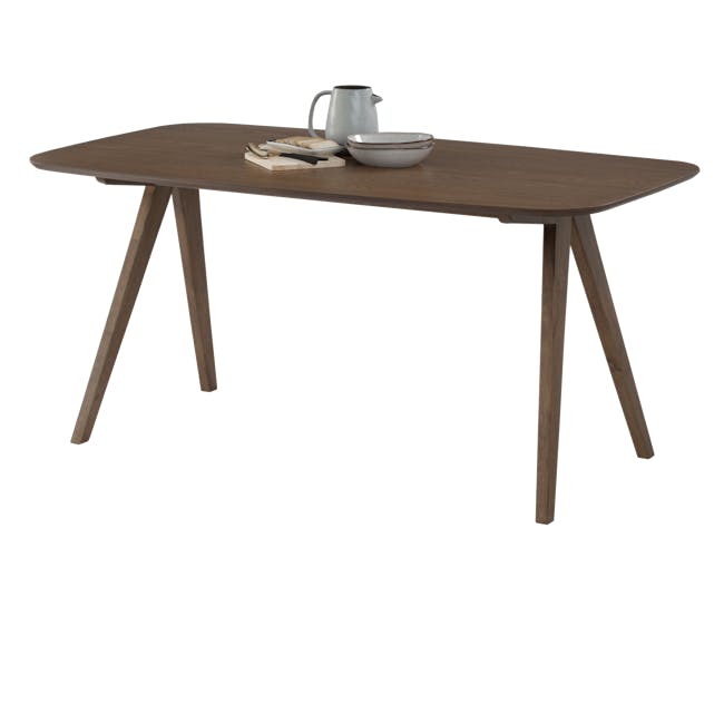 Anzac Dining Table 1.6m with Melda Bench 1.1m with 2 Melda Dining Armchairs in Chestnut - 5