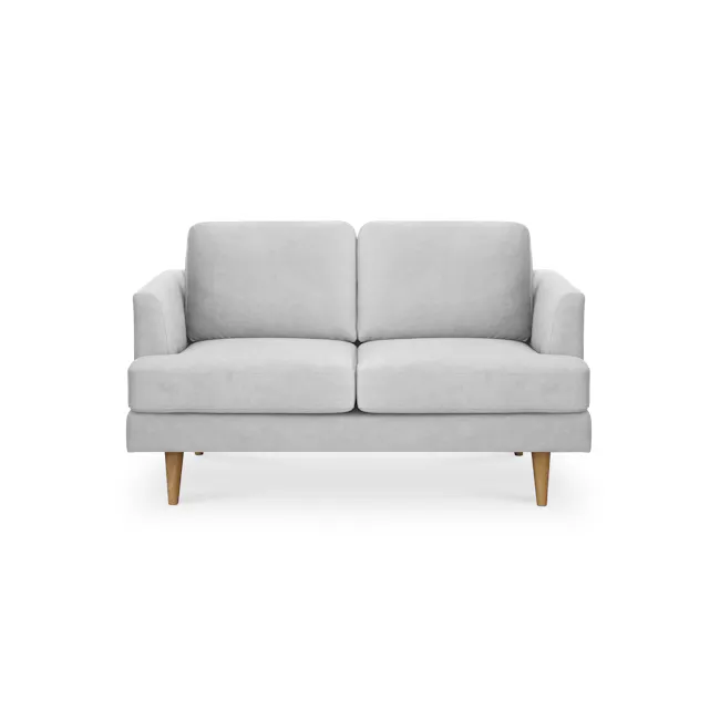 Soma 2 Seater Sofa - Silver (Scratch Resistant) - 1 - Grey upholstered sofa, minimalist design, light gray fabric, wooden