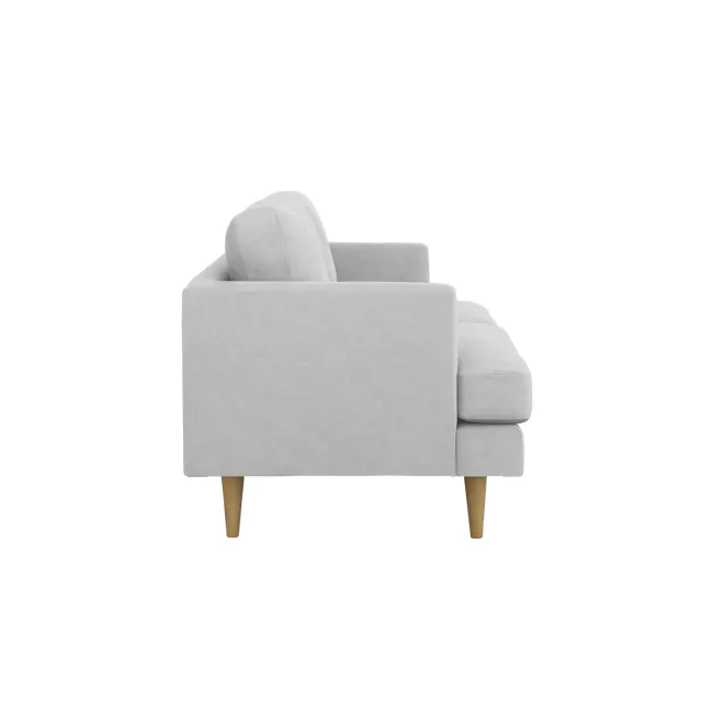 Soma 2 Seater Sofa - Silver (Scratch Resistant) - 6 - Modern minimalist sofa, light gray fabric, cushioned armrests, wooden