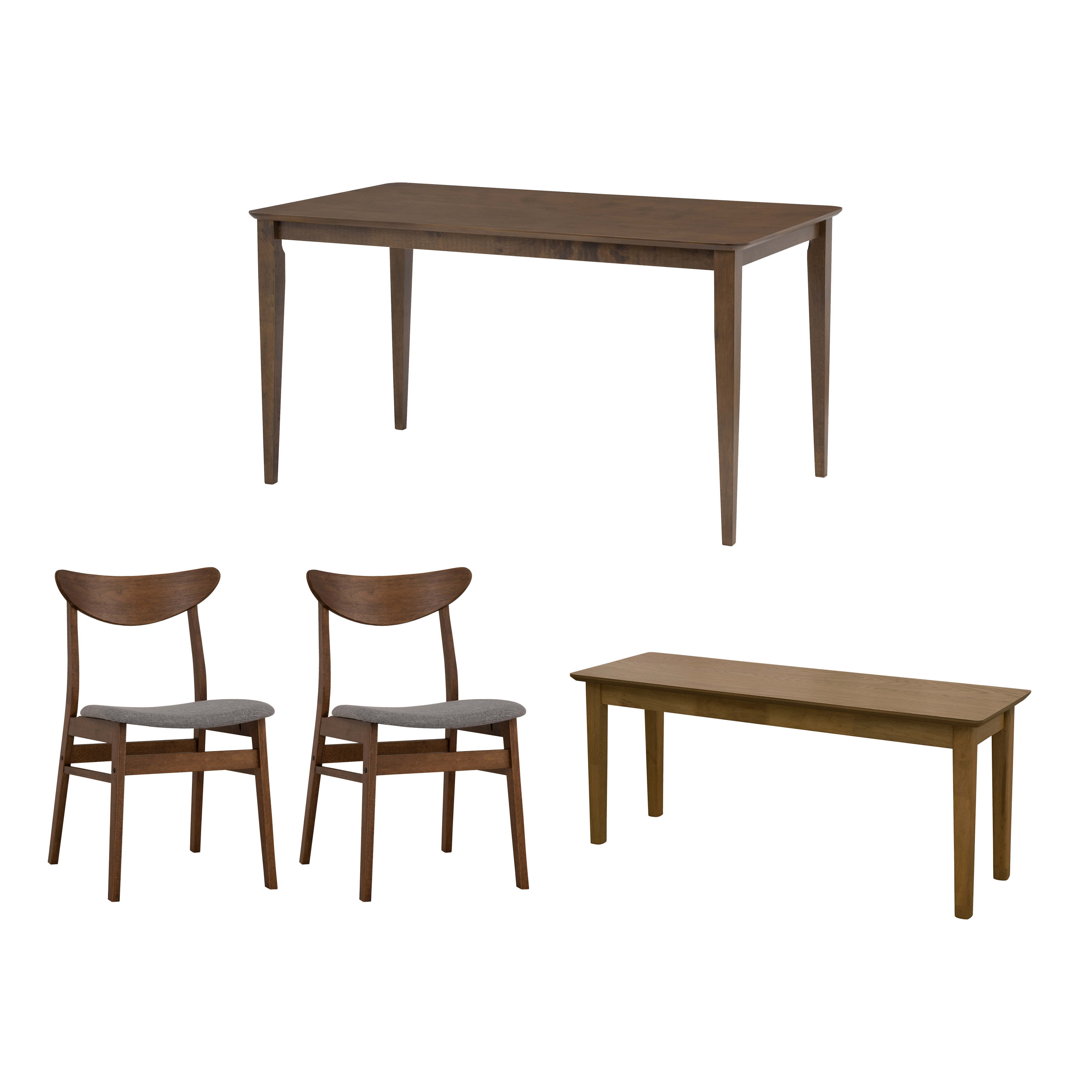 Charmant Dining Table 1.4m with Koa Bench 1.1m and 2 Macy Chairs