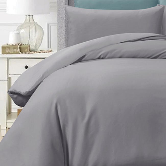 Hillcrest Comfy Lux Solid 988TC Fitted Sheet Set – Grey (4 Sizes) - 4