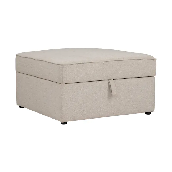 Tony 2 Seater Extended Storage Sofa - 6 - Cream upholstered ottoman, minimalist design, rectangular shape, fabric