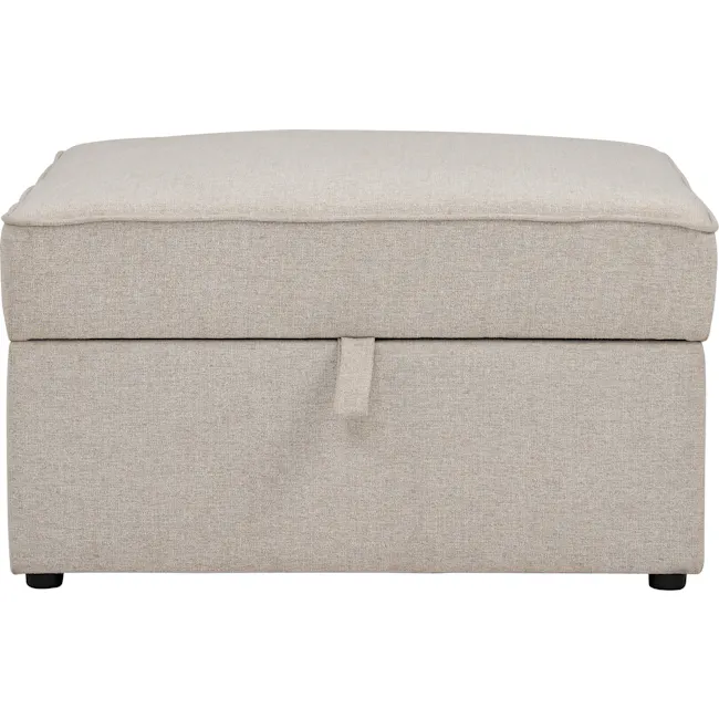 Tony 2 Seater Extended Storage Sofa - 24 - Beige upholstered ottoman, textured fabric, modern design, minimalist style