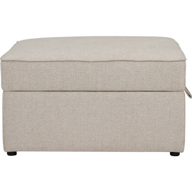 Tony 2 Seater Extended Storage Sofa - 25 - Burlap fabric ottoman, beige upholstery, textured fabric, modern design