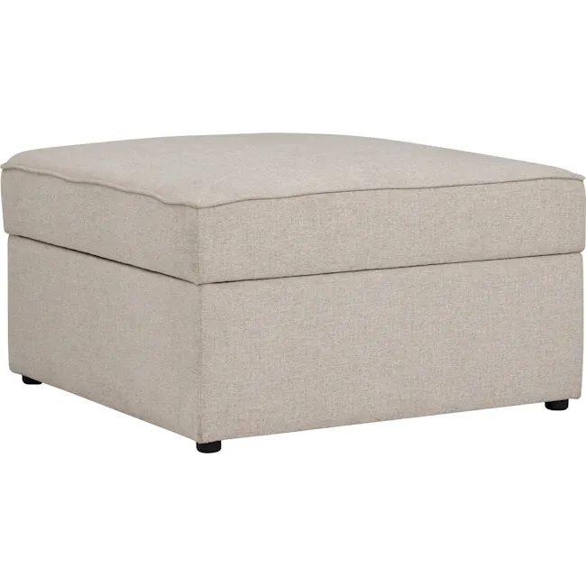 Tony 2 Seater Extended Storage Sofa - 26 - Cream upholstered ottoman, beige fabric texture, modern design, two-tiered
