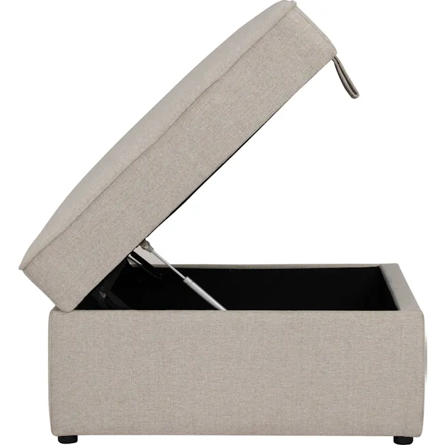 Tony 2 Seater Extended Storage Sofa - 29 - Lightweight fabric sofa, beige upholstered bench, open storage compartment
