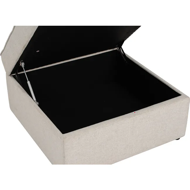 Tony 2 Seater Extended Storage Sofa - 31 - Lightweight fabric sofa, black interior, beige exterior, open storage