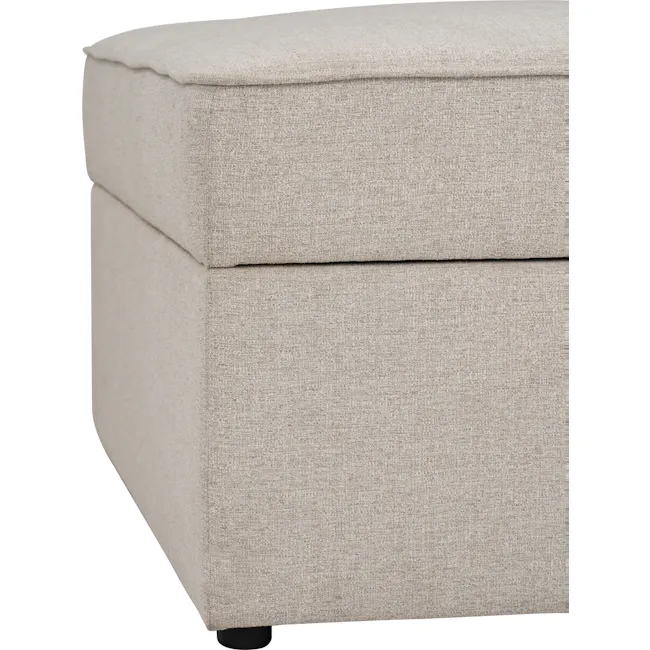 Tony 2 Seater Extended Storage Sofa - 34 - Cream upholstered ottoman, beige fabric texture, soft and comfortable, modern