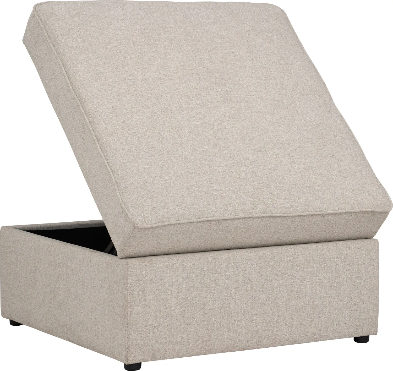 Tony 3 Seater Extended Storage Sofa - 31 - Modern upholstered sofa, beige fabric, sleek design, comfortable seating, open