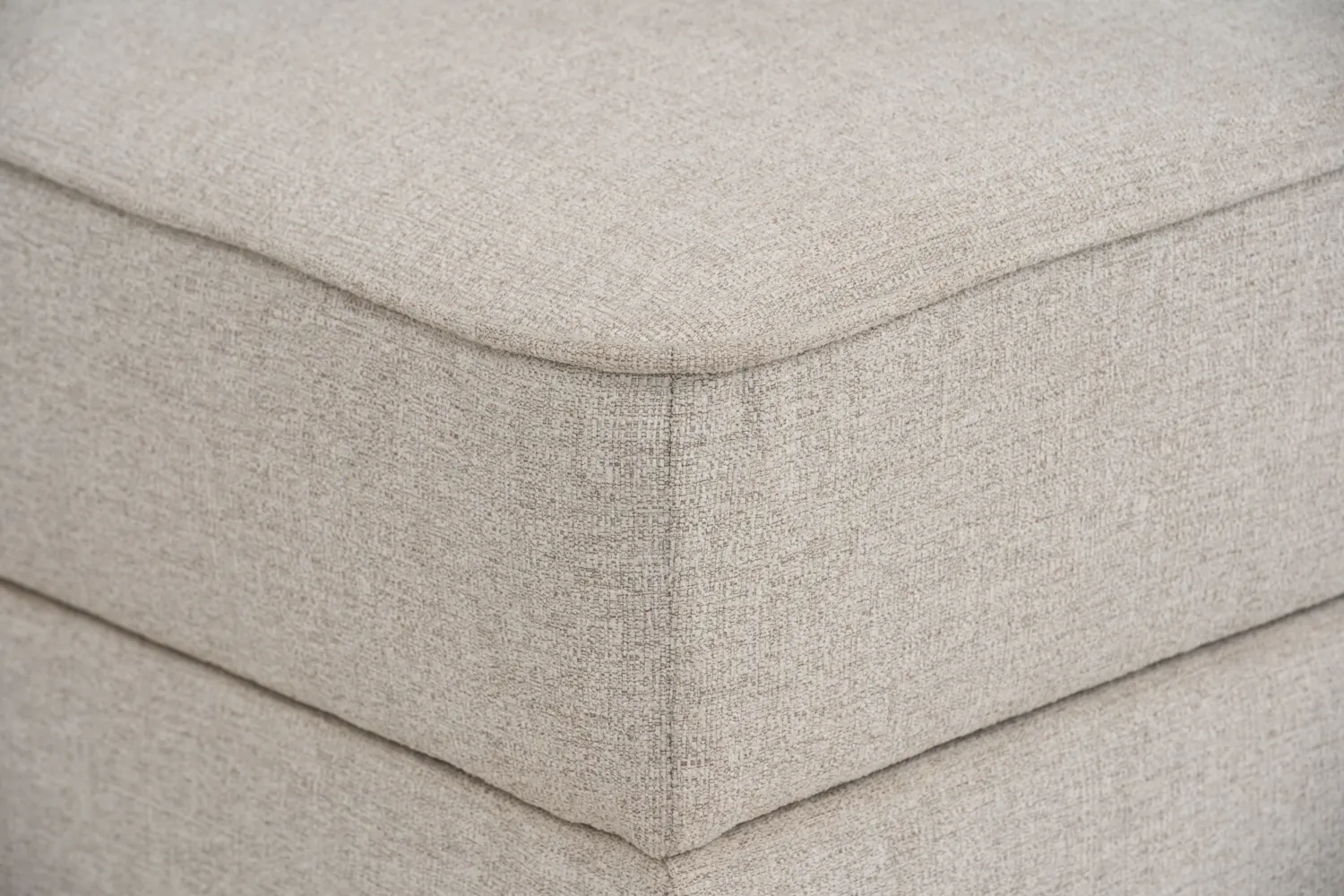 Tony Storage Ottoman - White - 21 - Soft, beige fabric texture, structured design, clean lines, subtle pattern, layered