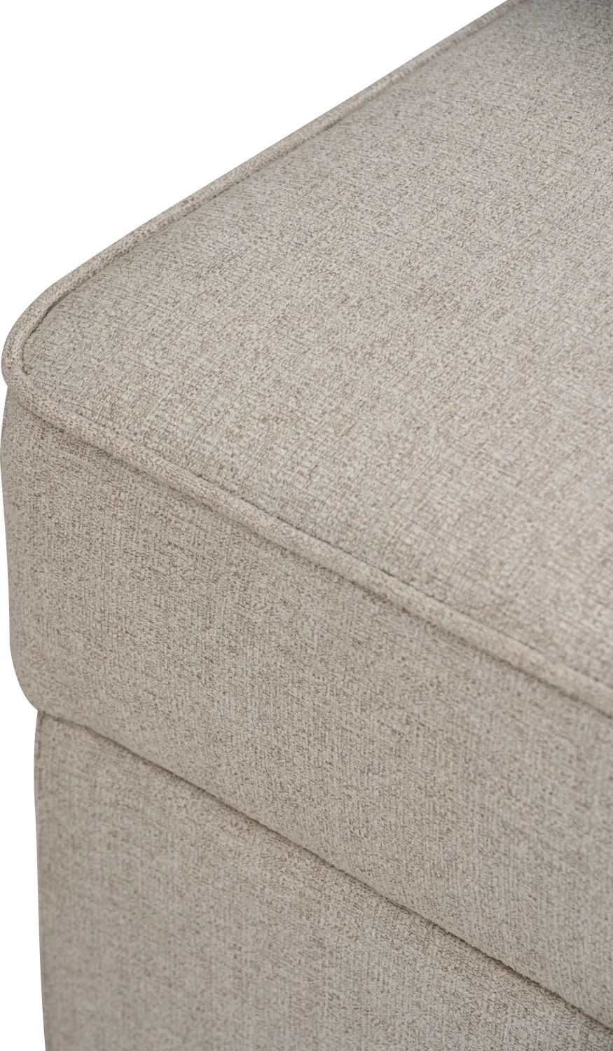 Tony Storage Ottoman - White - 22 - Cream upholstered ottoman, textured fabric, soft beige, cushioned surface, ergonomic