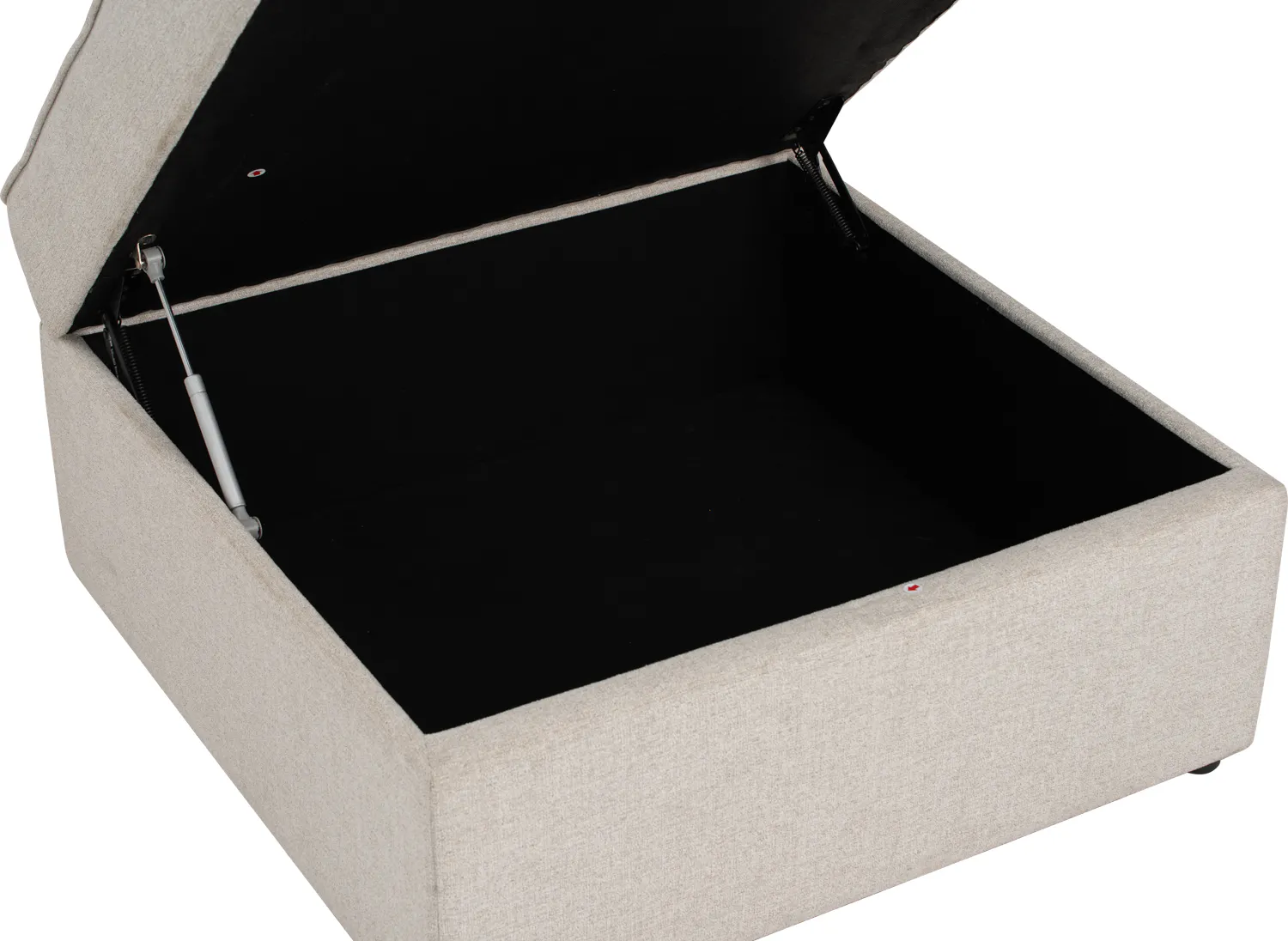 Tony Storage Ottoman - White - 17 - Lightweight fabric sofa, black interior, beige exterior, open storage compartment