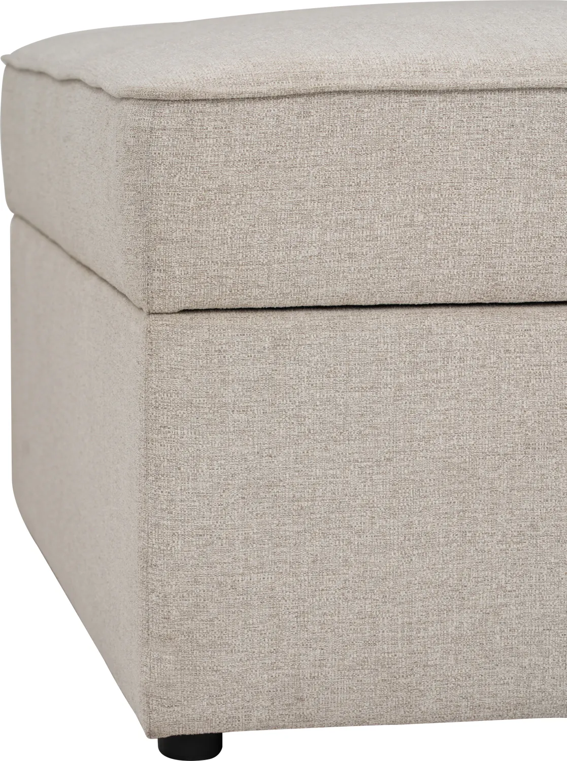 Tony Storage Ottoman - White - 20 - Cream upholstered ottoman, beige fabric texture, soft and comfortable, modern design