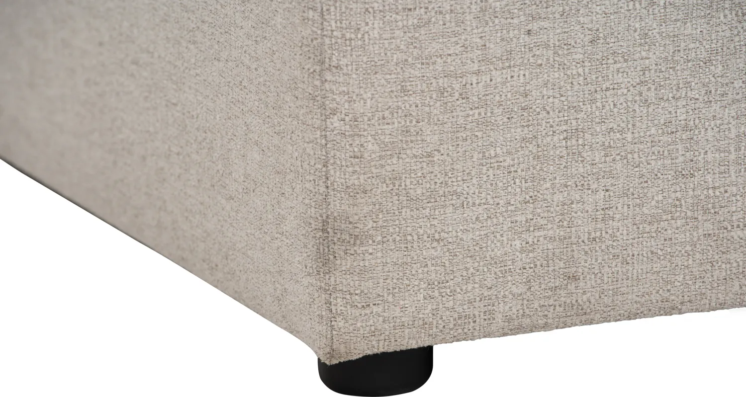 Tony Storage Ottoman - White - 23 - Burlap fabric texture, beige color, woven pattern, soft material, cozy ambiance
