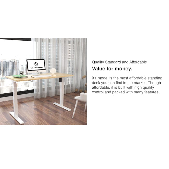 X1 Adjustable Table - White frame, Oak MDF (2 Sizes) - 1