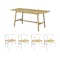 Gianna Dining Table 1.8m with 4 Caine Chairs in White, Natural Cord - 0