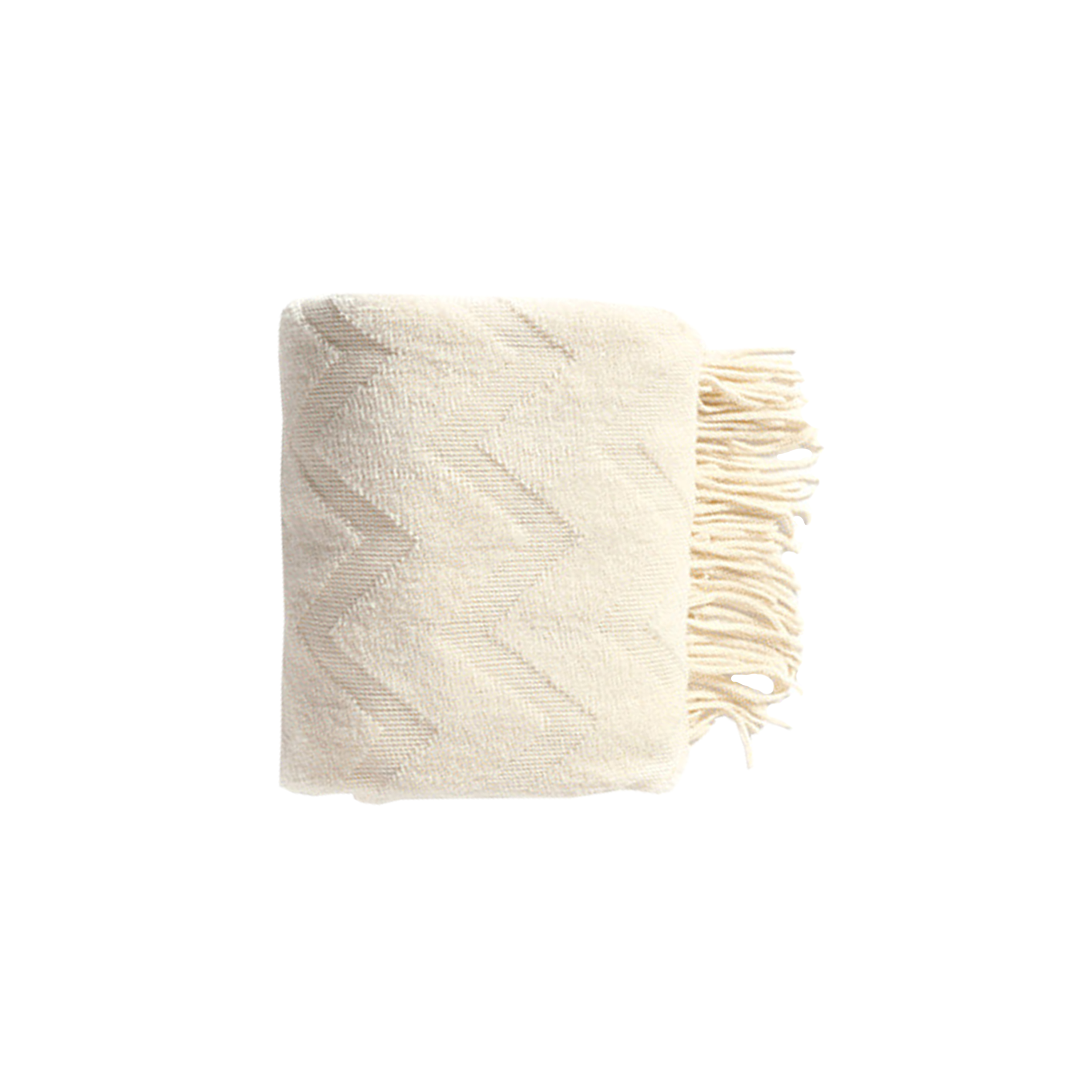 Hikari Chevron Knitted Throw - Off White