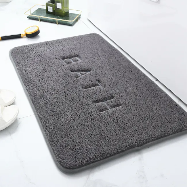 Mateo Bath Mat - Dark Grey - 2 - Bath mat, gray, textured, soft surface, bathroom, clean, white background, modern design