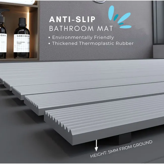 Elinie Non-slip Bath Mat - Grey (3 Sizes) - 11 - Environmental Friendly, Thickened Thermoplastic Rubber, Anti-Slip Bathroom