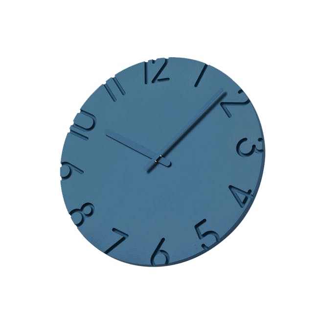 Carved Coloured Clock - Blue - 2 Sizes - 1
