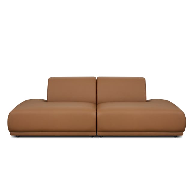 Milan 4 Seater Extended Sofa - Caramel Tan (Faux Leather) - 7