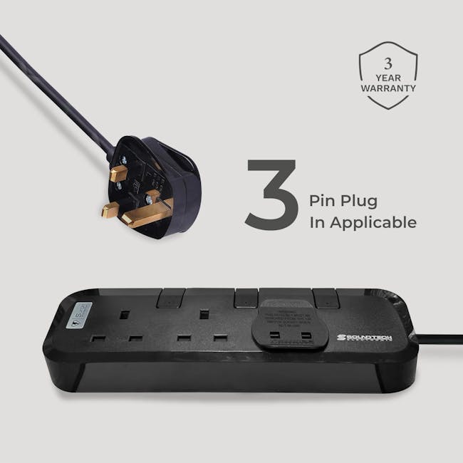 SOUNDTECH 3Way Power Indicator Extension Socket 3 Metres (PS-33) - 4