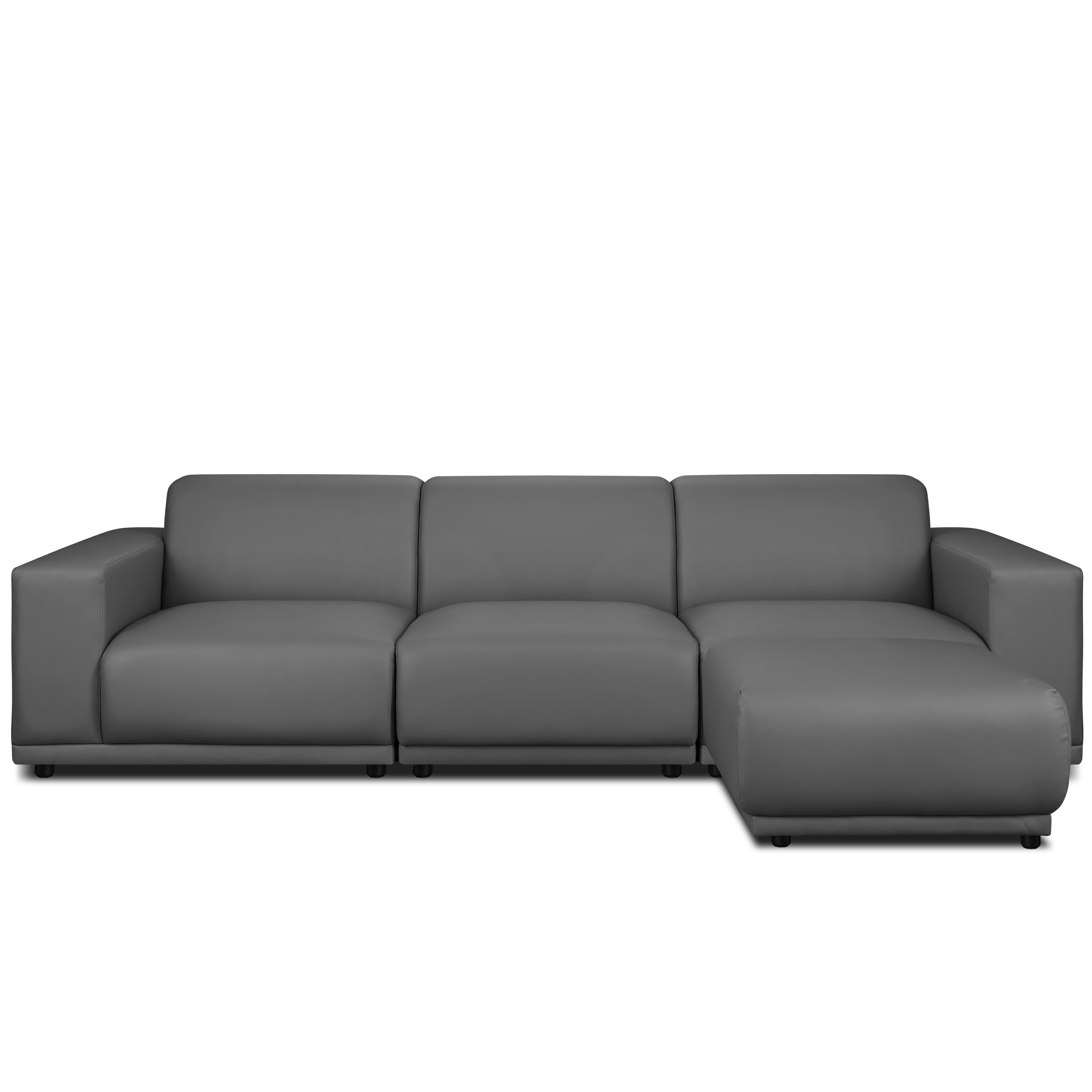 Milan 4 Seater Sofa with Ottoman - Smokey Grey (Faux Leather)