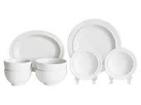 Syracuse Maple 8-Piece Ceramic Dinnerware Set - Ivory White