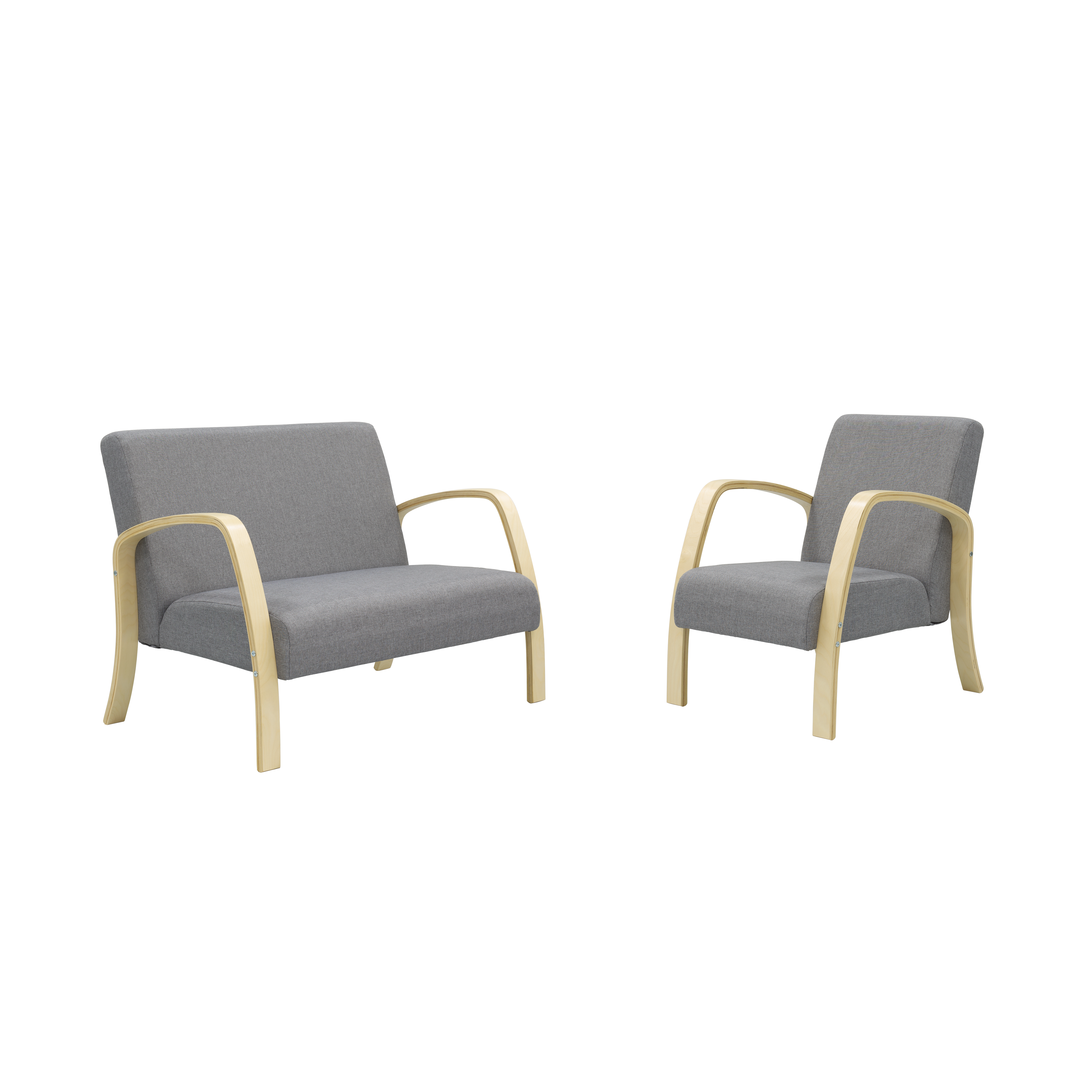 Mizuki 2 Seater Sofa with Mizuki Armchair in Grey