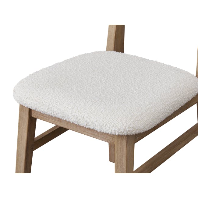 Catania Dining Table 2m with  4 Catania Dining Chairs - 18 - White, fluffy, textured, cushioned, wooden, chair, leg, natural