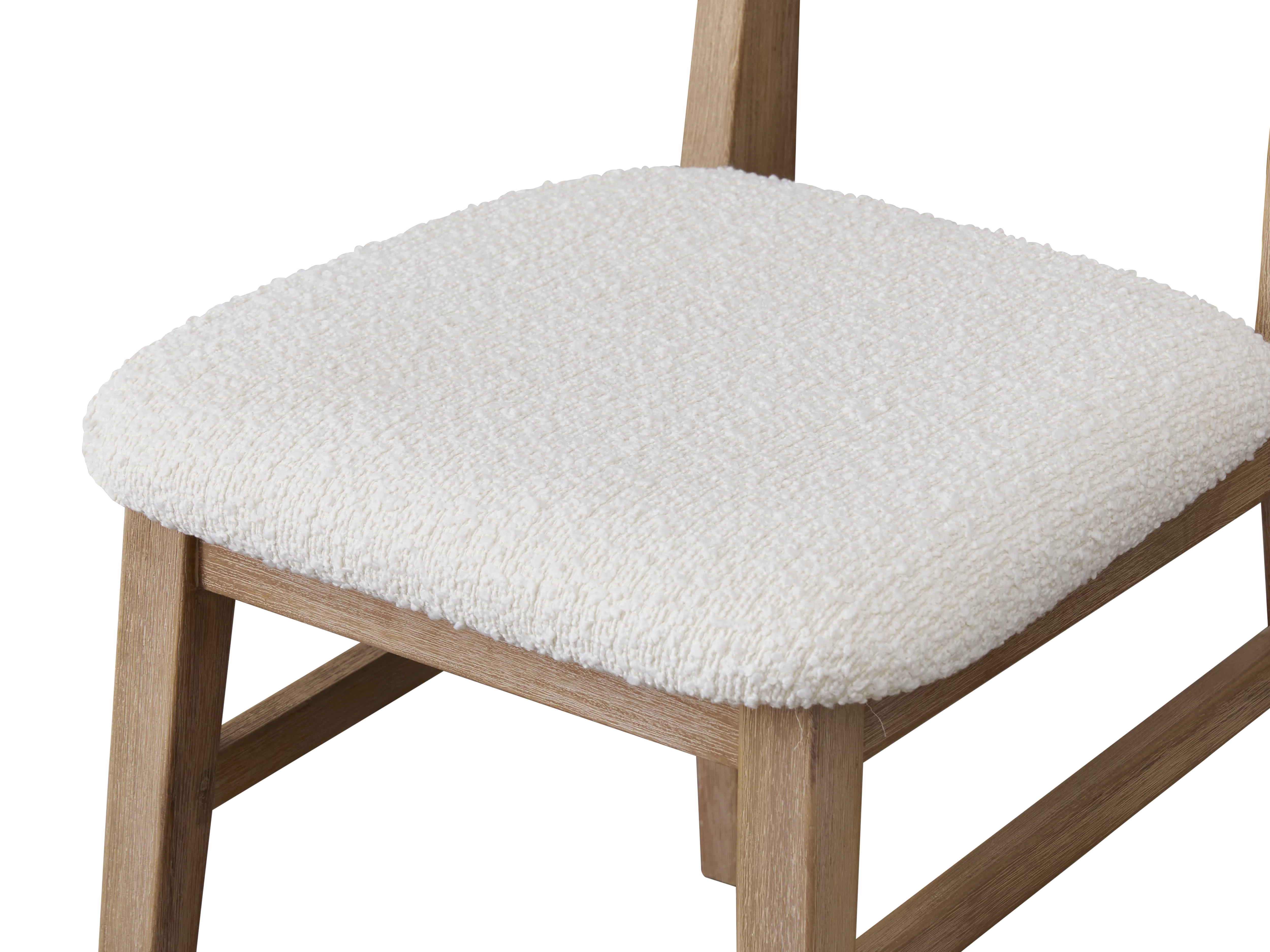 Catania Dining Chair - 9 - White, fluffy, textured, cushioned, wooden, chair, leg, natural wood, rustic, simple design