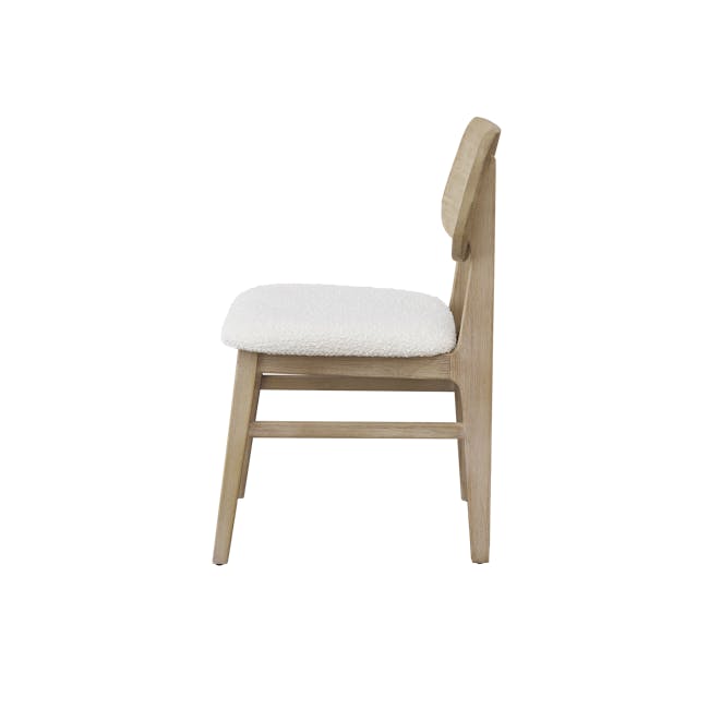 Catania Dining Chair - 5 - Wooden chair with white cushion, minimalist design, natural wood finish, simple structure