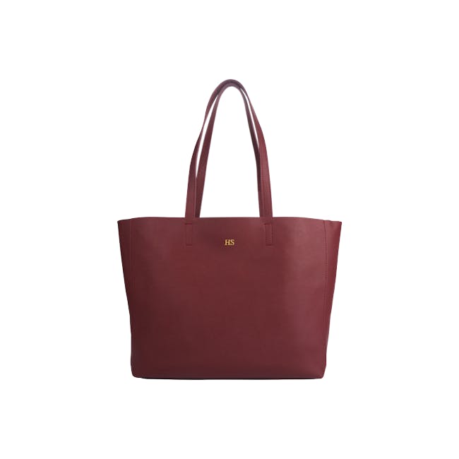 Personalised Saffiano Leather Tote Bag - Burgundy - 0