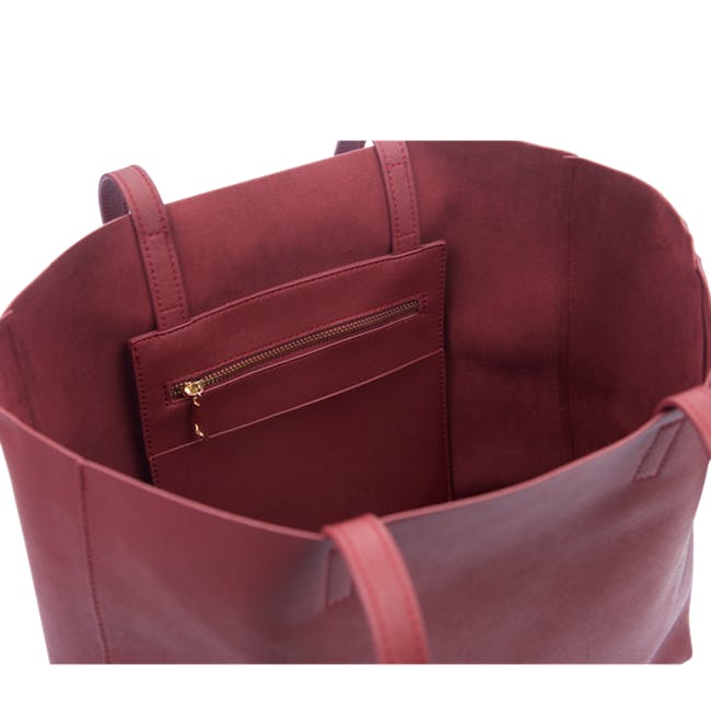 Personalised Saffiano Leather Tote Bag - Burgundy - 2