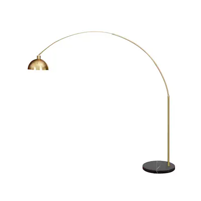 (As-is) Olivia Arched Floor Lamp - Brass, Black Marble - 2