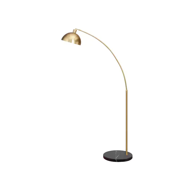 (As-is) Olivia Arched Floor Lamp - Brass, Black Marble - 3 - 6