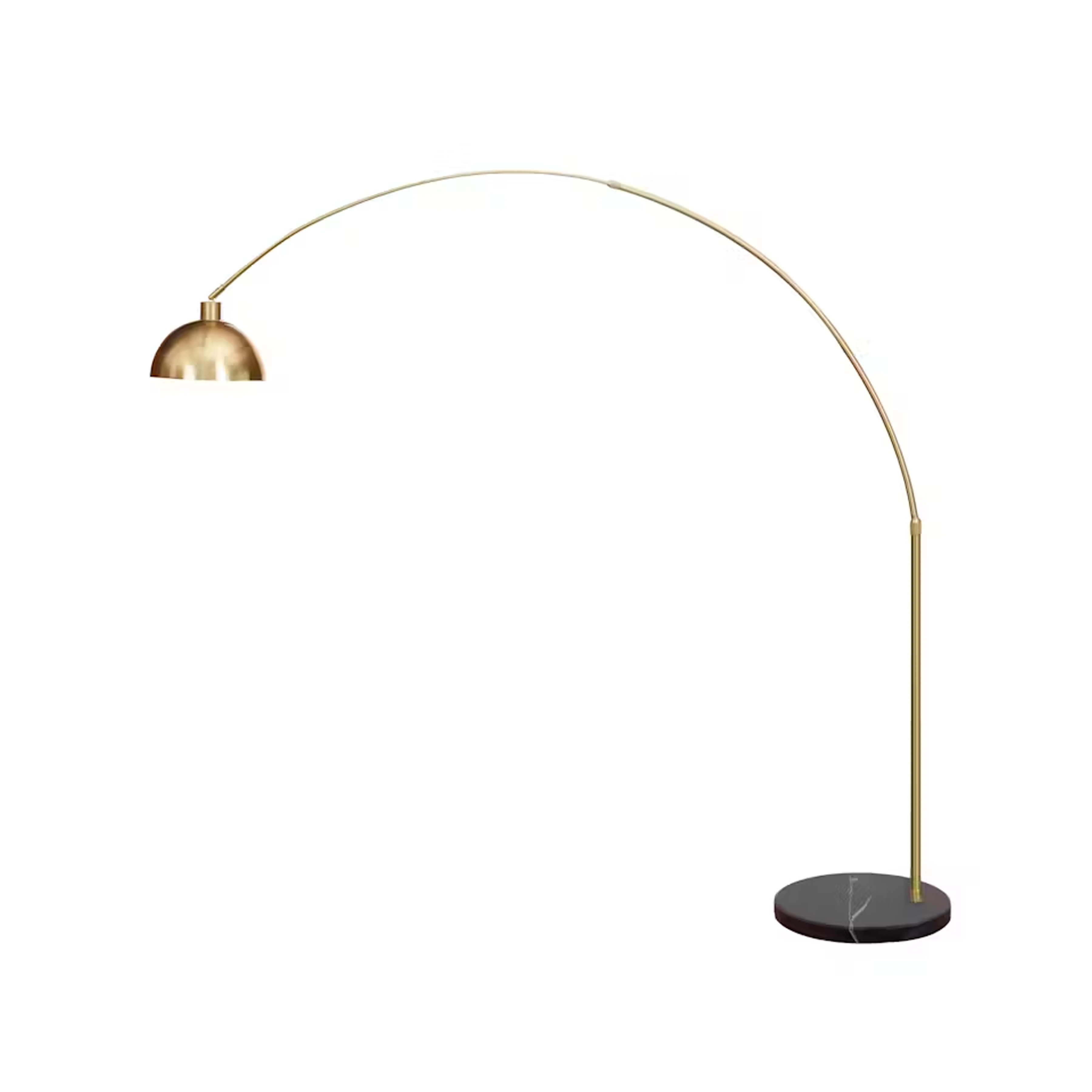 Olivia Arched Floor Lamp - Brass, Black Marble