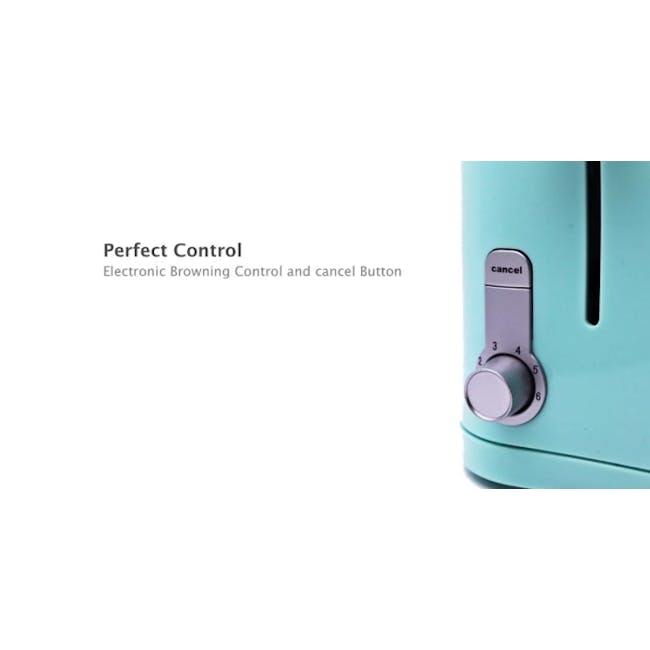 Odette Pastel 2-Slice Bread Toaster - Black - 5 - Electronic Browning Control, cancel button, mint green color, digital