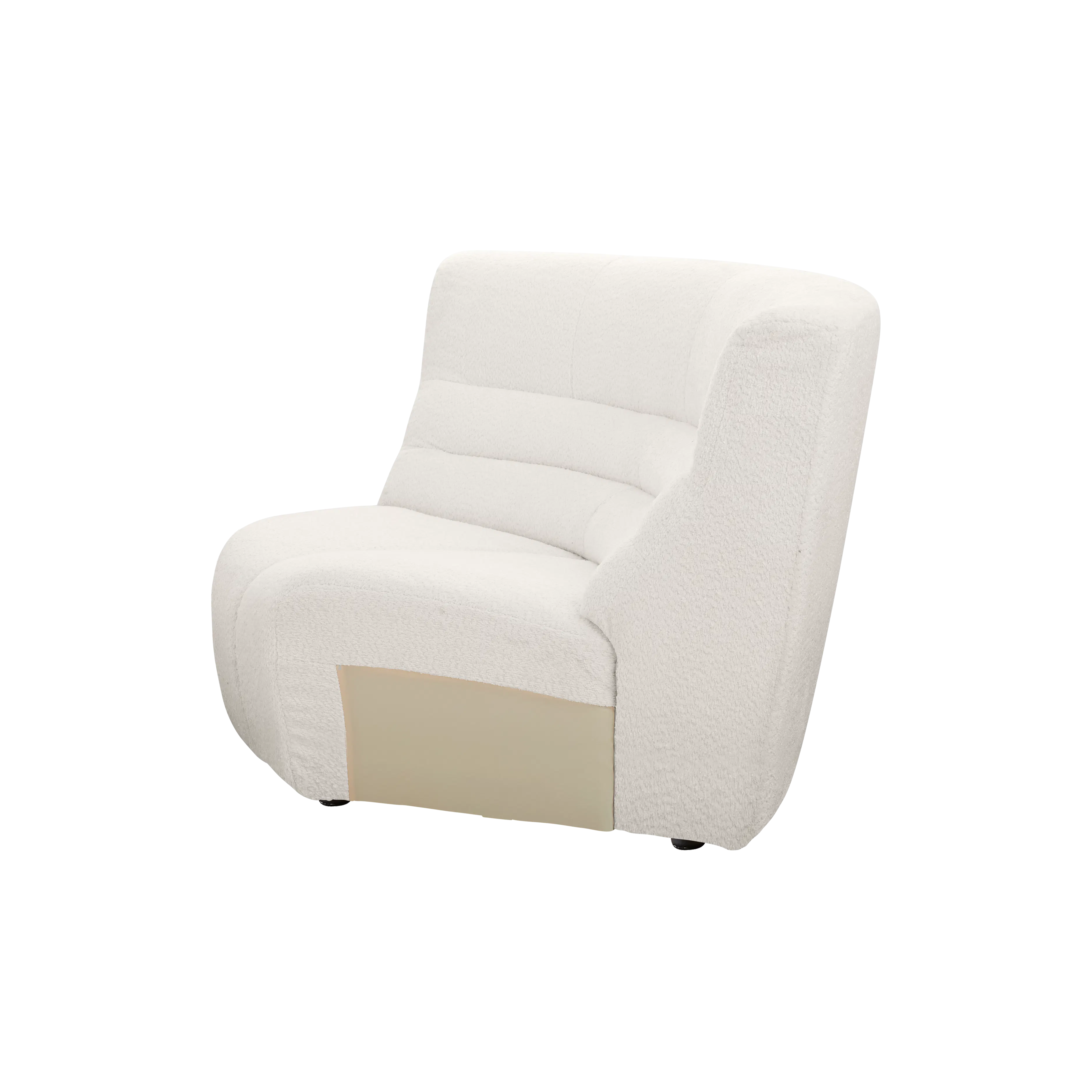 Tara 3 Seater Corner Extended Sofa - Beige - 12 - White plush armchair, modern design, soft fabric, ergonomic support