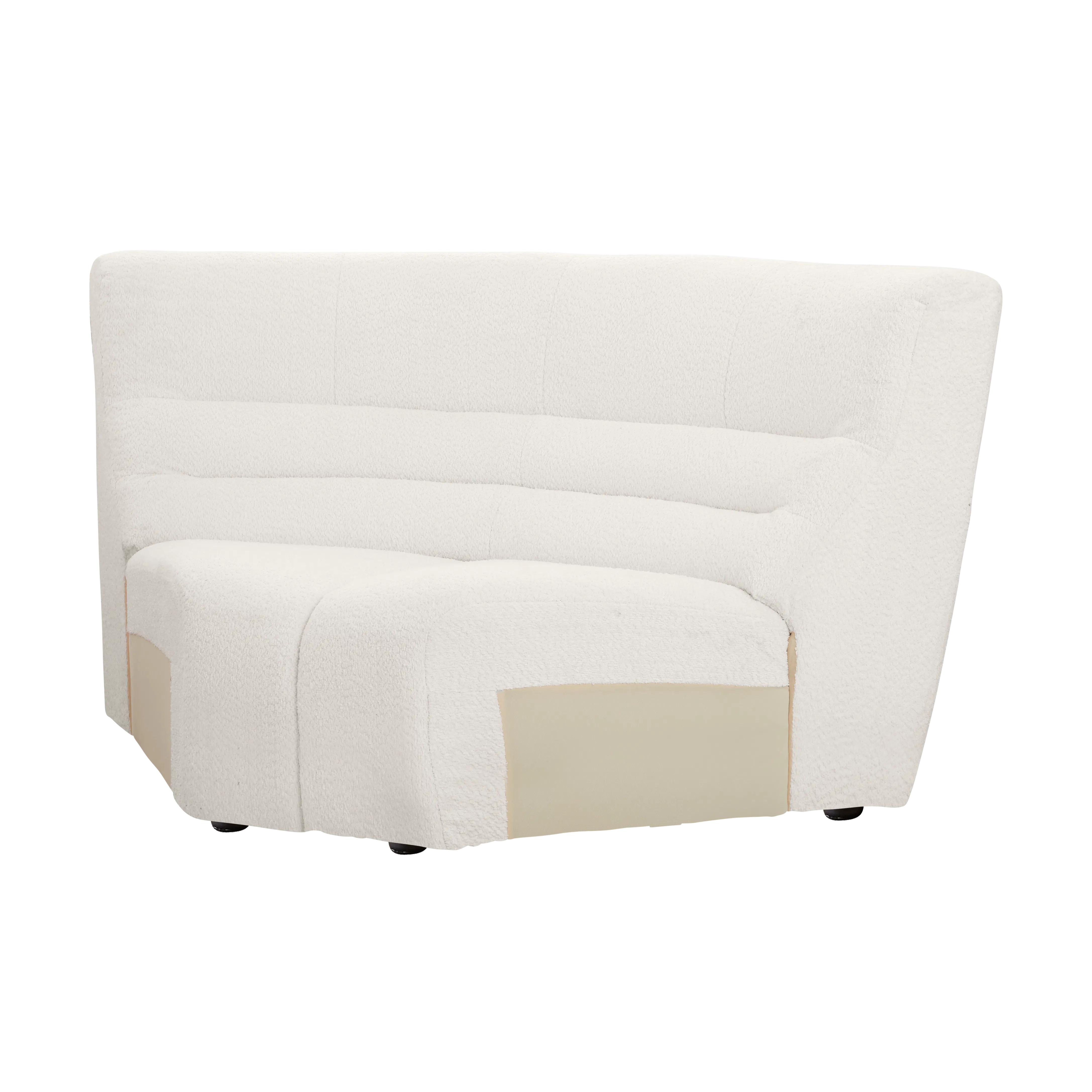 Tara 4 Seater Corner Extended Sofa - Beige - 23 - White plush sofa, minimalist design, soft texture, modern decor, cozy