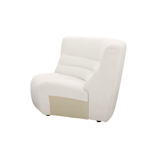 Tara Corner Sofa Unit - Beige - 4 - White plush armchair, modern design, soft fabric, ergonomic support, cushioned seat