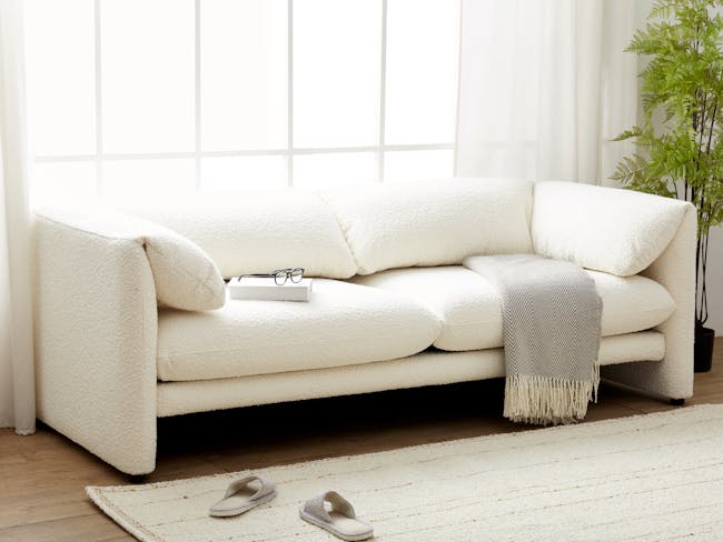 Artemis 3 Seater Sofa - White Boucle (Spill Resistant) - 1