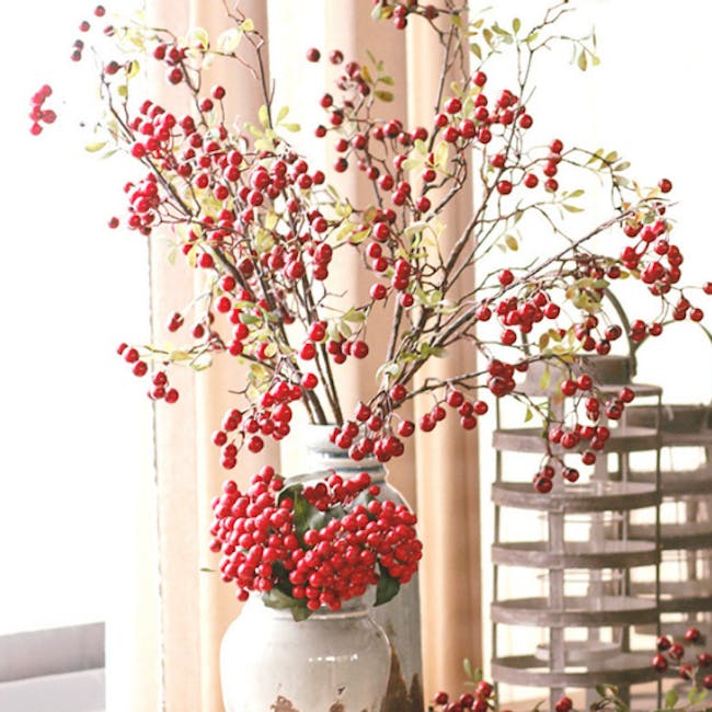 Faux Berry Plant - Red - 2