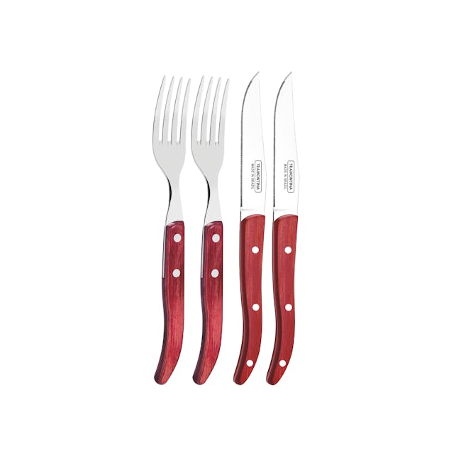 Tramontina 4pcs French Steak Cutlery Set - Red - 2