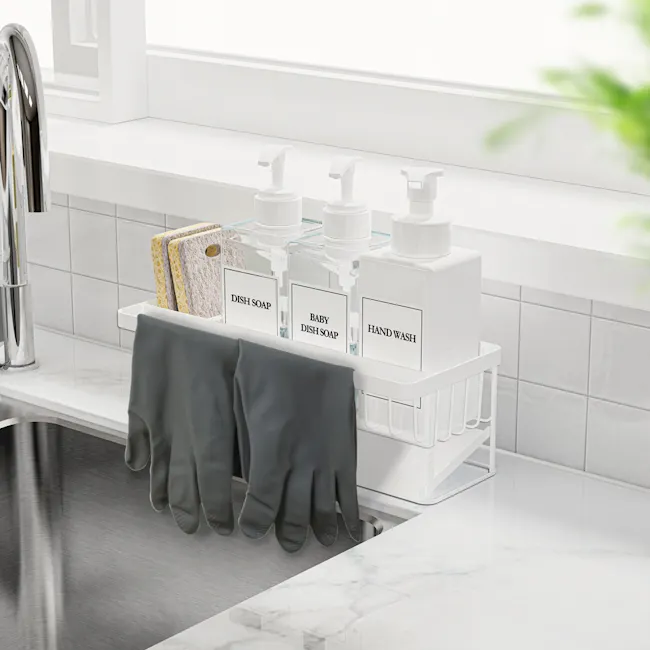 ESSENTIALS Sink Storage Sponge Rack Shelf with Hanger 30cm - White - 2