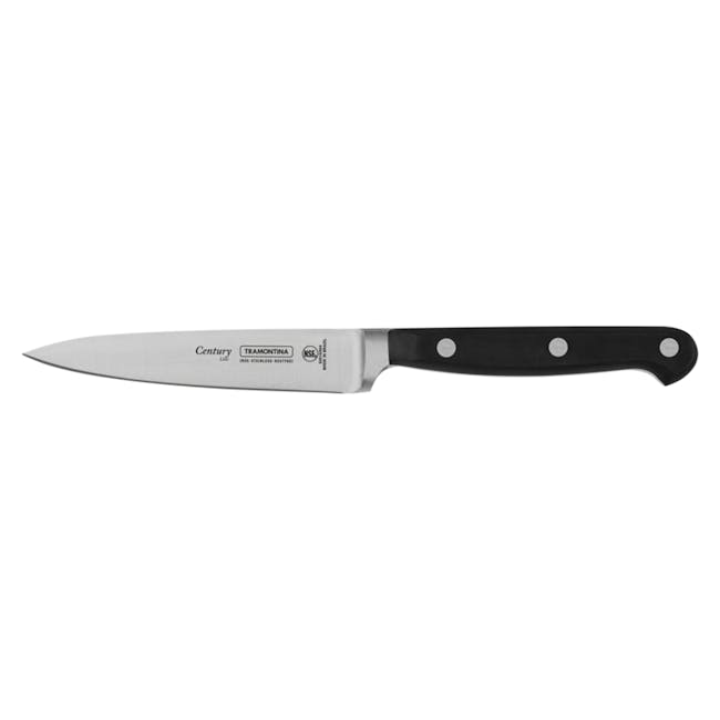 Tramontina Century Kitchen Knife (2 Sizes) - 1 - Long, sharp knife with black handle and silver blade, Stainless steel knife