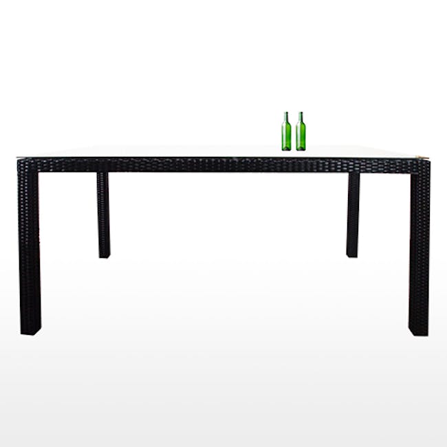 Boulevard Outdoor Dining Set with 4 Chair - White Cushion - 5 - Modern minimalist table, black and white design, sleek