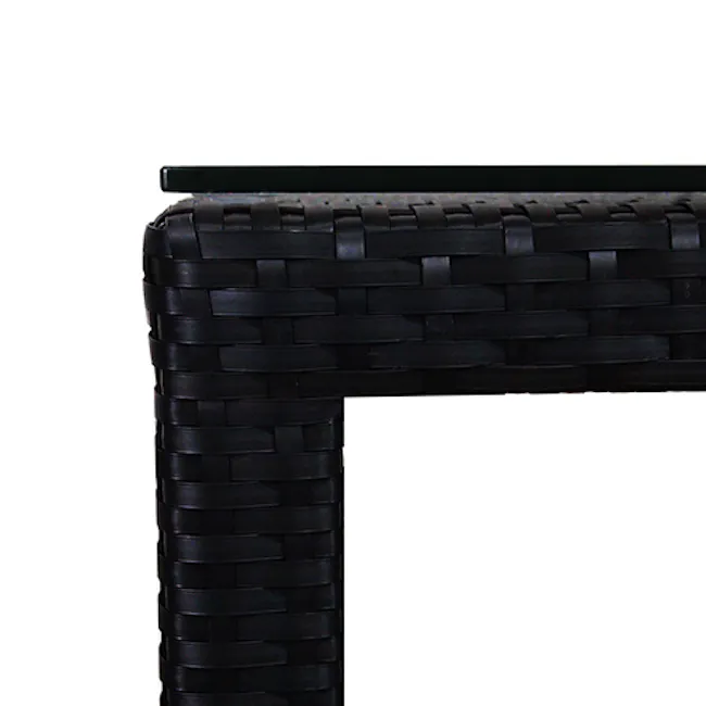 Boulevard Outdoor Dining Set with 6 Chair - White Cushion - 8 - Wicker outdoor furniture, black wicker chair, textured