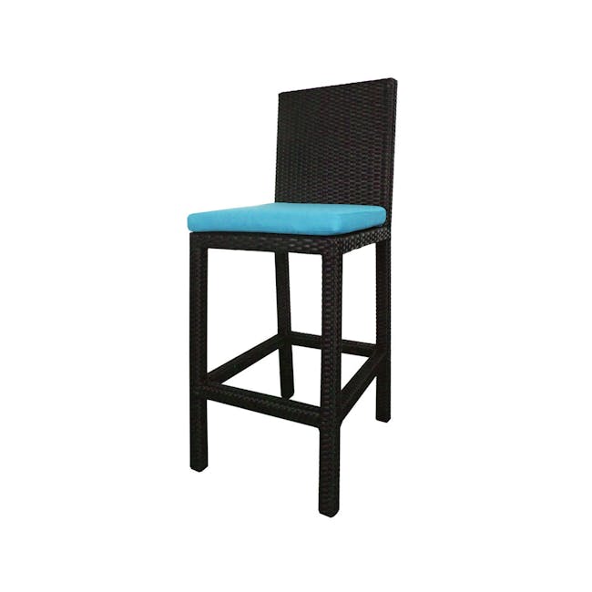 Midas 2 Chair Bar Set - Blue Cushion - 2 - Wicker bar stool, black wicker design, blue cushion, outdoor furniture, stylish