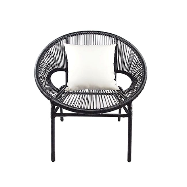 Shelton Sofa Set - White Pillow - 8 - Wicker chair with black metal frame, white cushion, modern design, outdoor furniture
